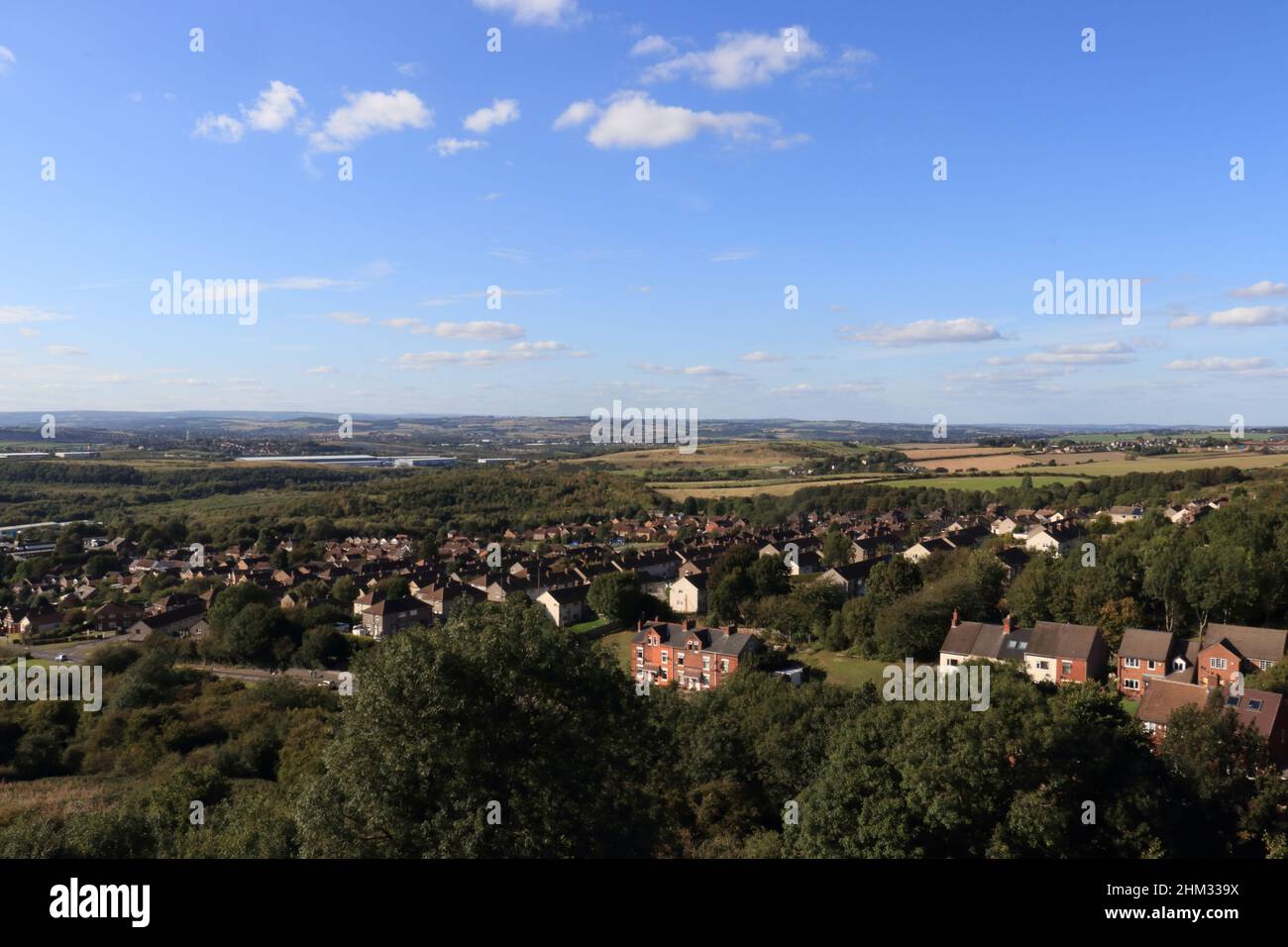 Vista dal castello di Bolsover, Bolsover, Derbyshire, Inghilterra, Regno Unito Foto Stock