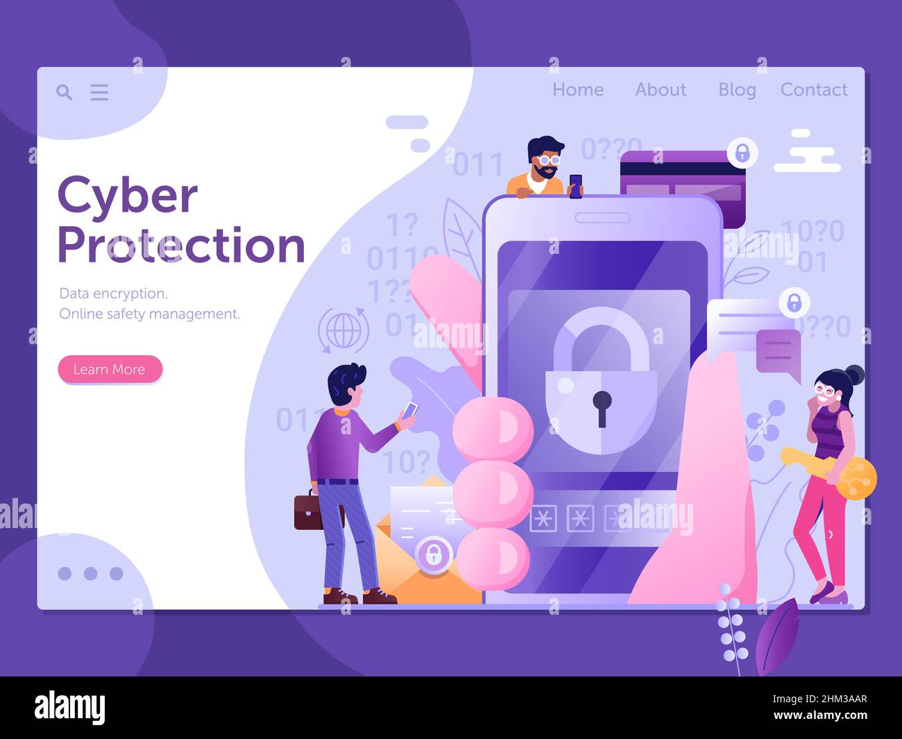 Banner Web sulla sicurezza mobile e la protezione informatica Illustrazione Vettoriale