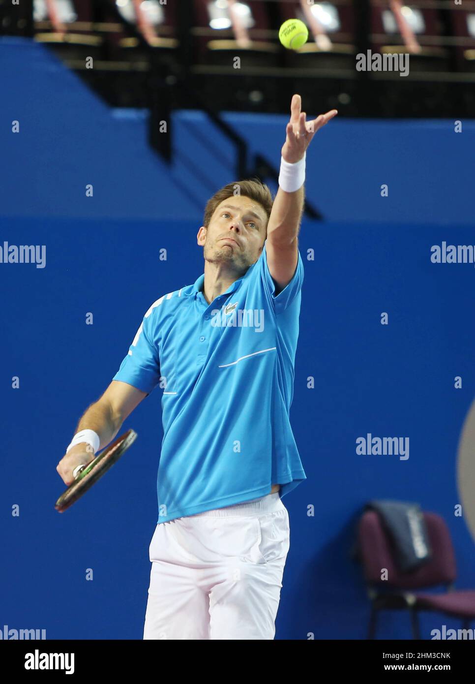 Nicolas Mahut di Francia durante la Doppia finale dell'Open Sud de Fance 2022, torneo di tennis ATP 250 il 6 febbraio 2022 presso la Sud de France Arena di Montpellier Francia - Foto: Laurent Lairys/DPPI/LiveMedia Foto Stock