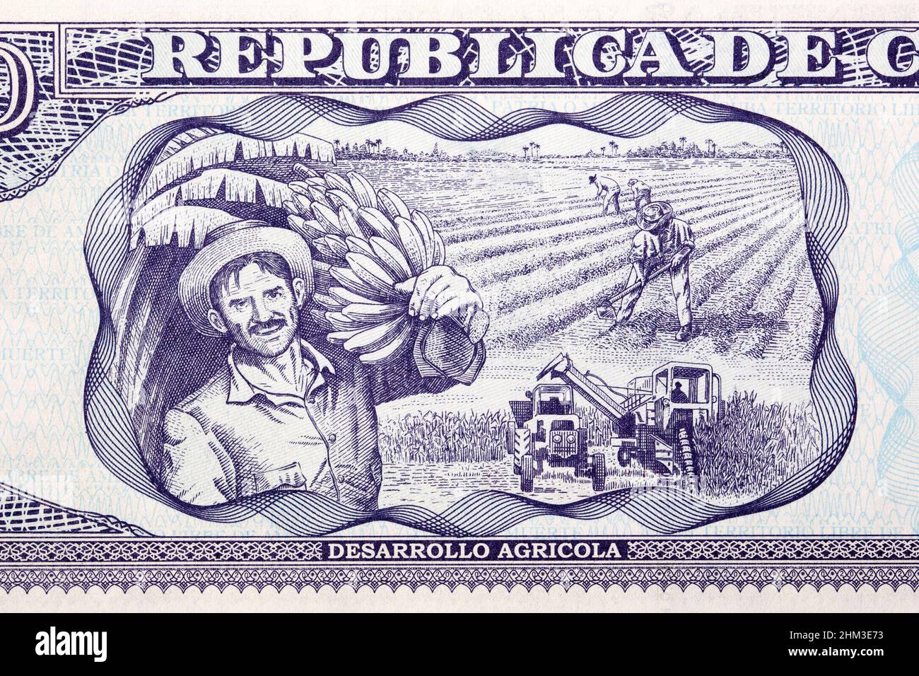 Scene agricole da denaro cubano - pesos Foto Stock
