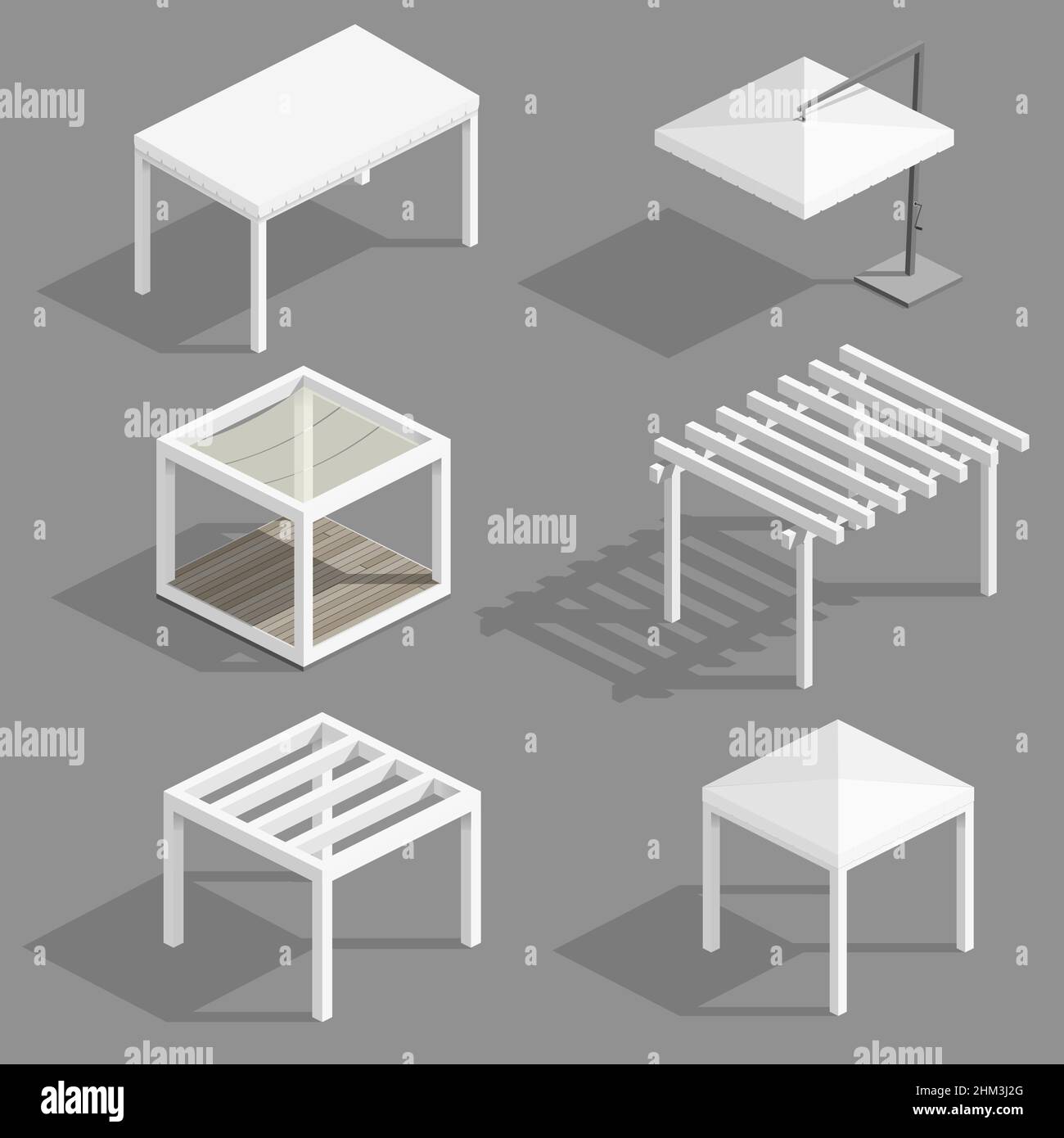 Set di padiglioni sulla spiaggia Illustrazione Vettoriale