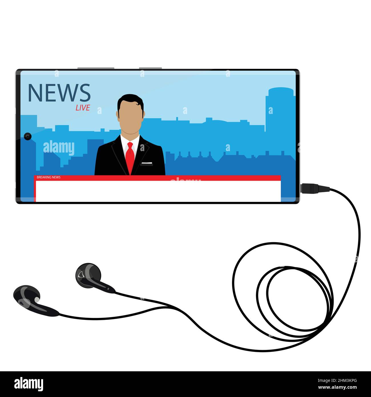 Guardare le notizie sul telefono cellulare dello smartphone. Vettore Illustrazione Vettoriale