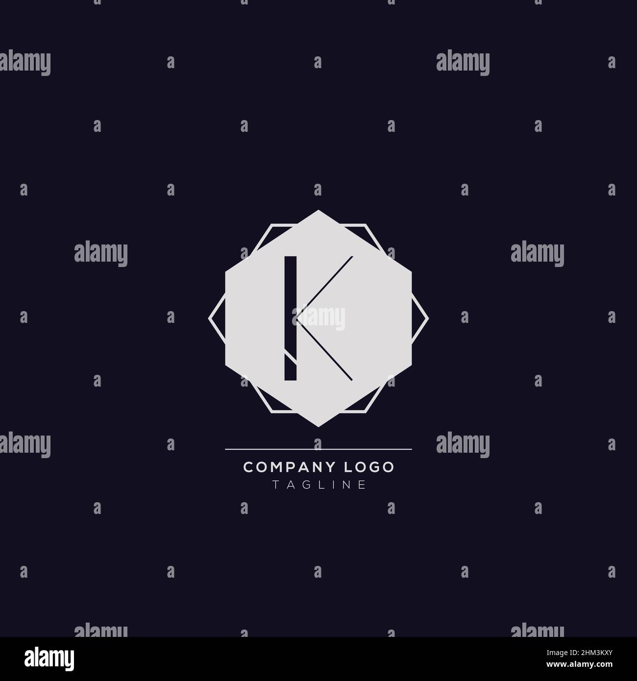 Design con logo K con sfondo. Lettera dell'icona del monogramma creativo minimo basata iniziale. Moderno design vettoriale a forma di alfabeto di lusso. Illustrazione Vettoriale