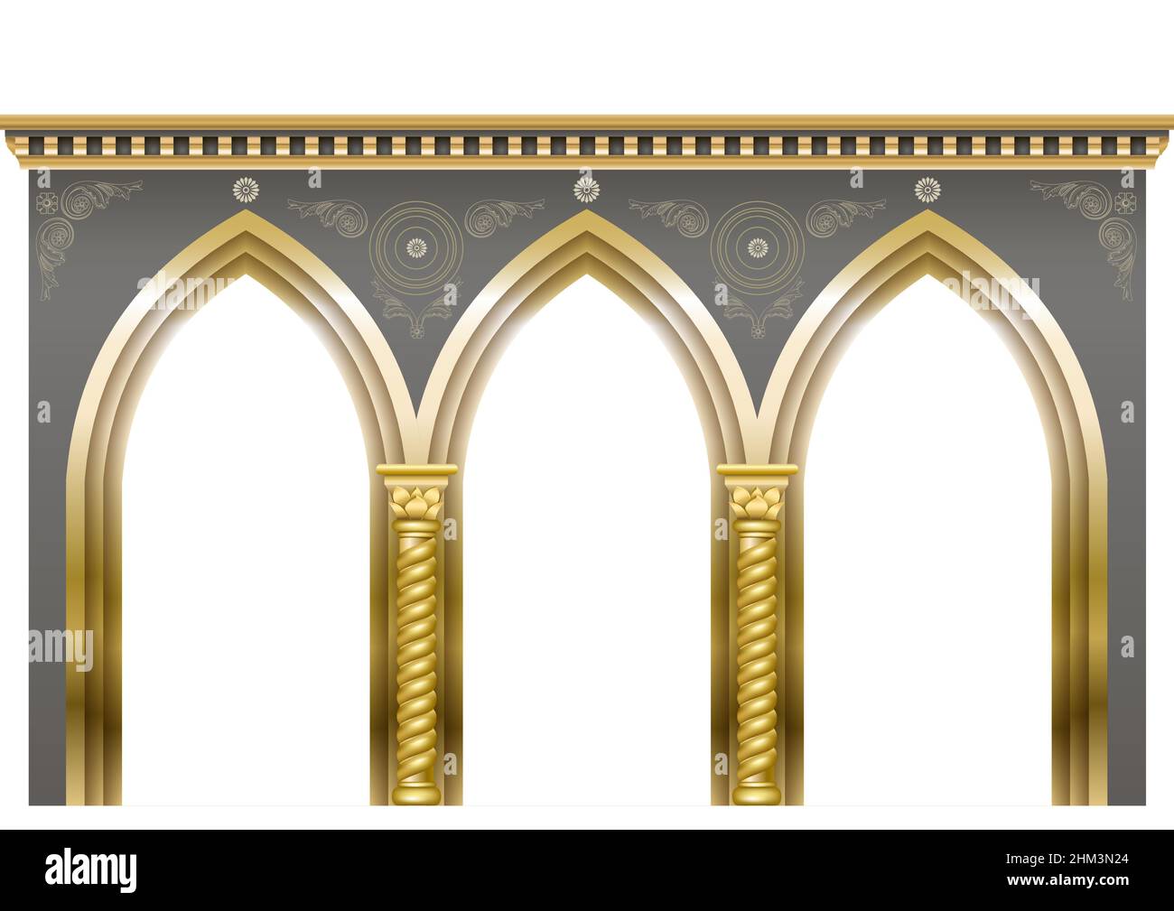 Palace Gold Arcade in un vecchio stile orientale. Facciata di un edificio classico. Grafica vettoriale Illustrazione Vettoriale