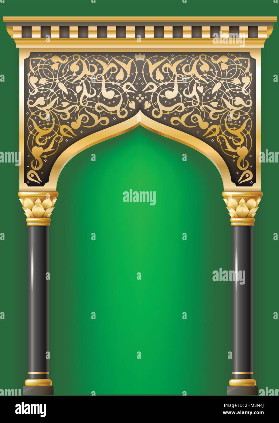 Fiaba arco orientale, indiano o arabo, sfondo per copertina, carte di invito. Grafica vettoriale Illustrazione Vettoriale