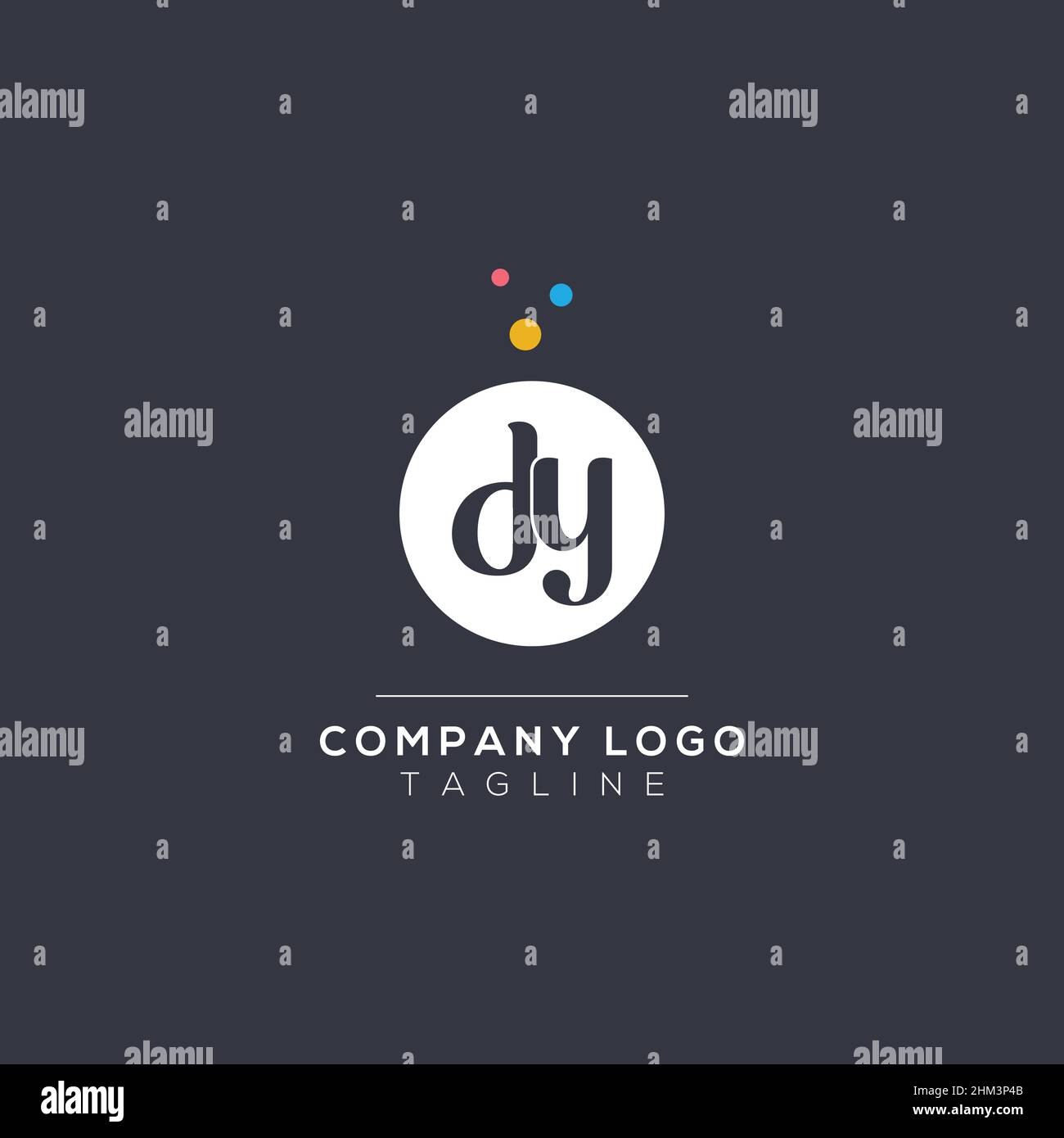Vettore iniziale DY Letter Design con puntini a bolla. Scrittura vettoriale Illustrazione di un alfabeto colorato con bolle. Illustrazione Vettoriale
