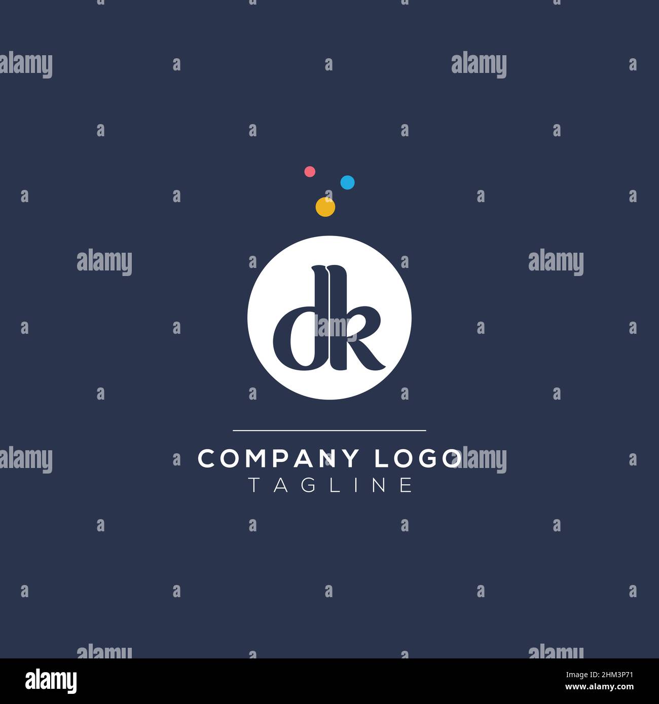 DK Initial Letter Design Vector con puntini a bolla. Scrittura vettoriale Illustrazione di un alfabeto colorato con bolle. Illustrazione Vettoriale