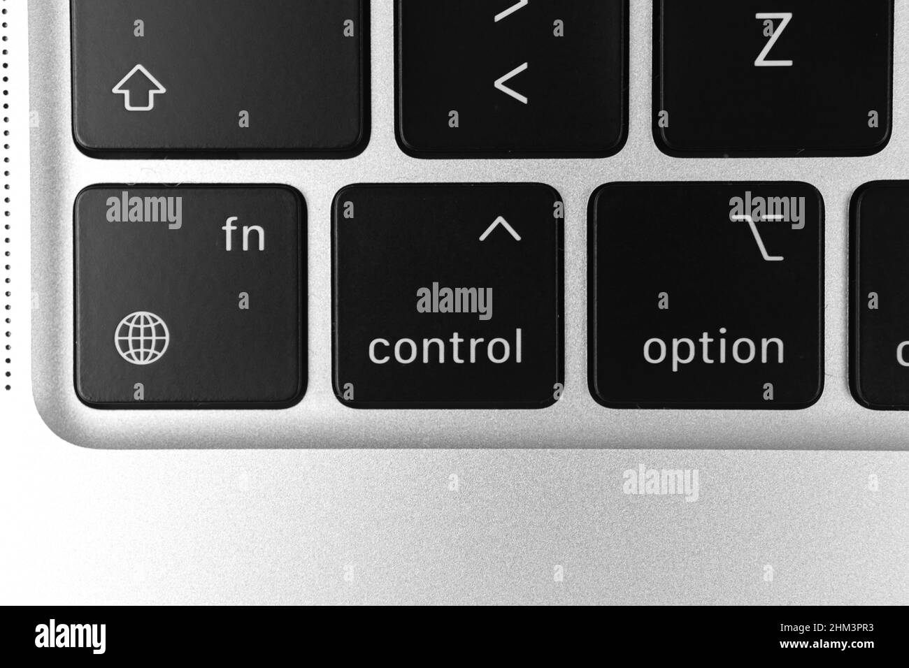 Tasto e tasto di controllo sulla tastiera. Primo piano del cartello di controllo. Computer portatile moderno, comunicazione concept foto Foto Stock
