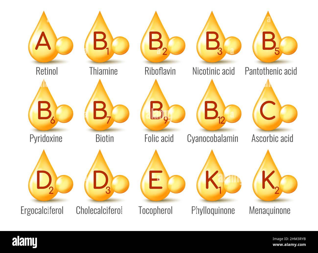 Gocce di vitamina d'oro Illustrazione Vettoriale