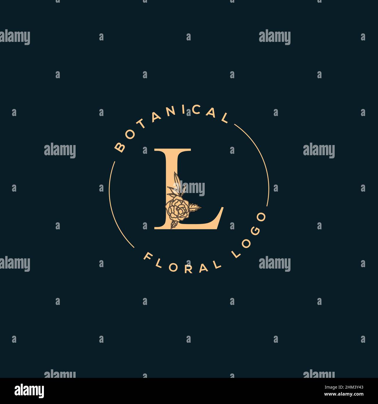 La prima lettera L di lusso bellezza fiorisce ornamento logo monogramma Illustrazione Vettoriale