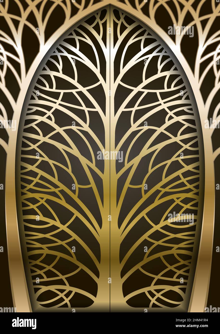 Golden Gate forgiare un albero favoloso. Grafica vettoriale Illustrazione Vettoriale