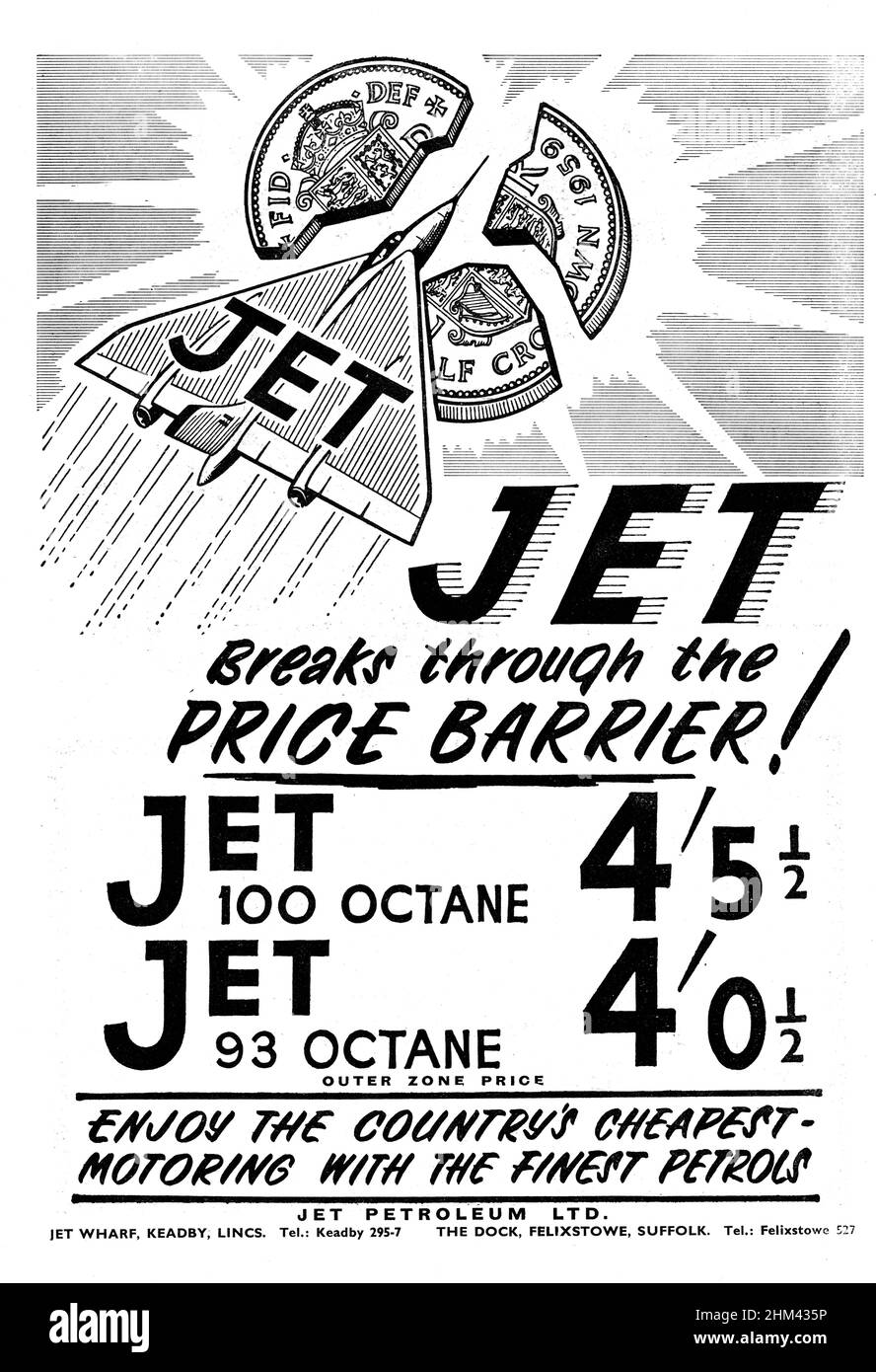 Un'annata Jet benzina annuncio dal 1960 Foto Stock