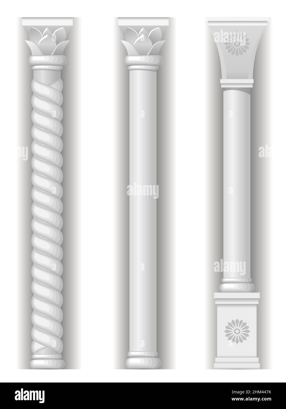 Tre colonne di supporto nello stile dell'architettura tradizionale orientale Illustrazione Vettoriale