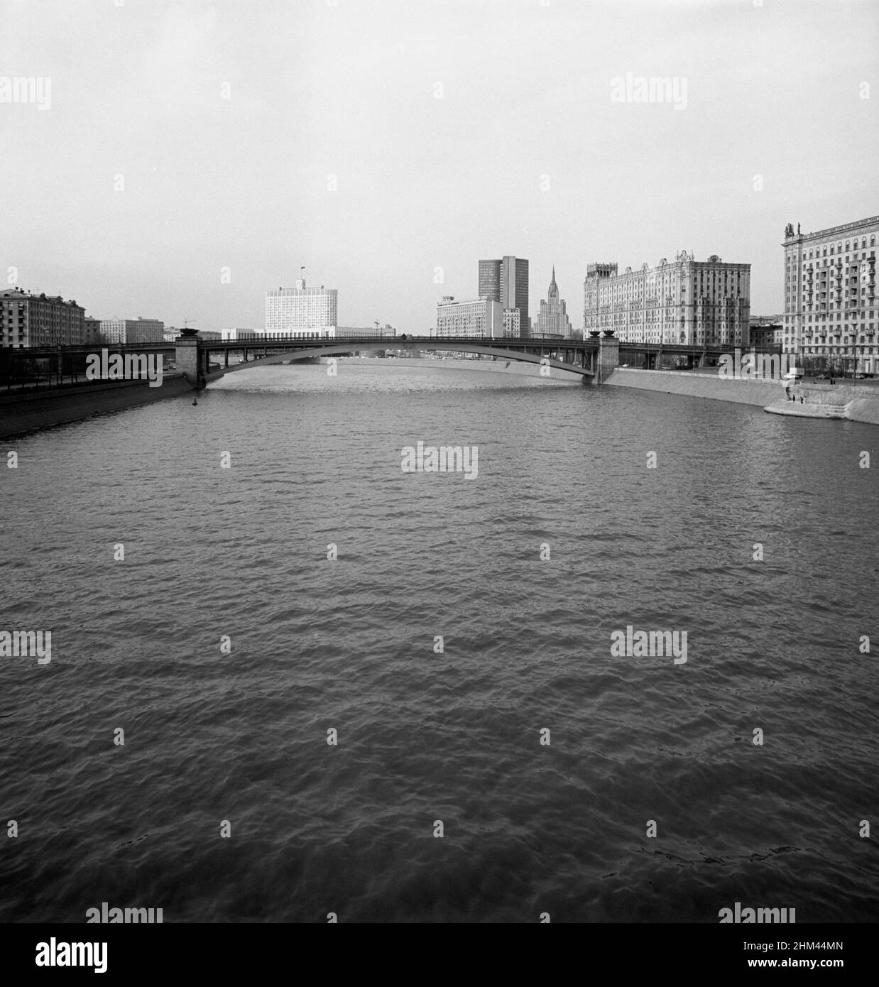 Vista dal fiume Mosca, Mosca, Russia, URSS, Aprile 1981 Foto Stock