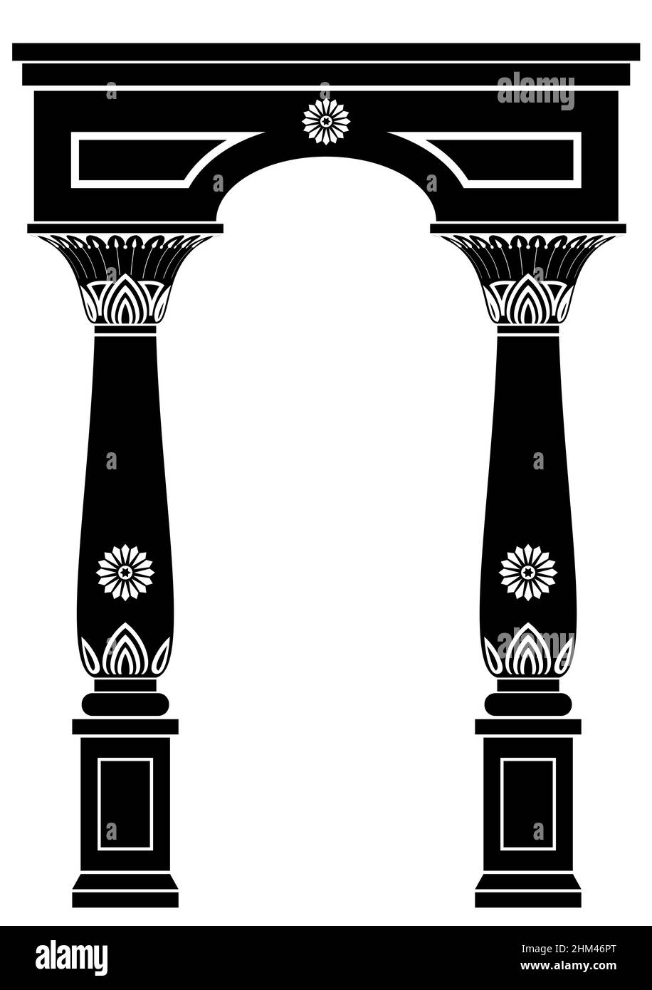 Arco in antico stile egiziano o stile orientale con ornamento floreale. Grafica vettoriale Illustrazione Vettoriale