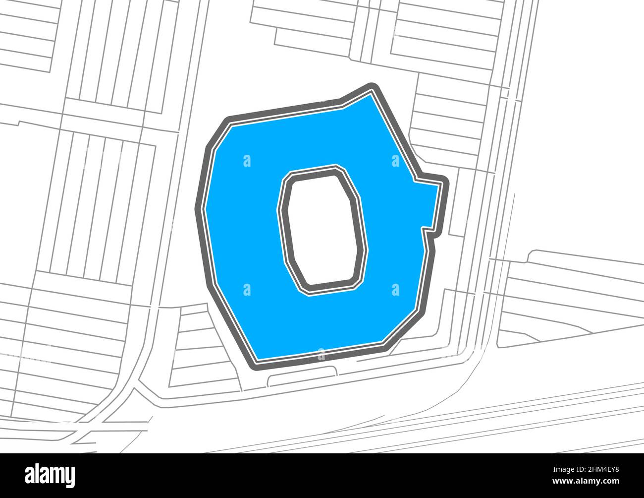 Philadelphia, American Football NHL Stadium, mappa vettoriale. La mappa dello statium calcistico è stata disegnata con aree bianche e linee per le strade principali, lato ro Illustrazione Vettoriale