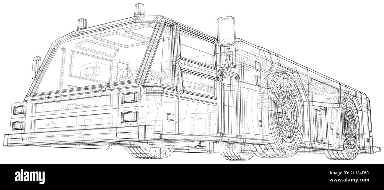 Traino camion trasporto di un'auto per il trasporto di un aereo alla pista Illustrazione Vettoriale