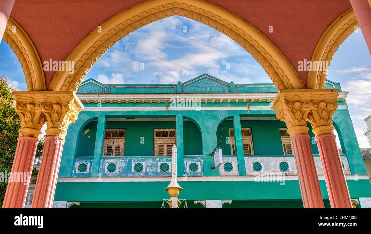 Architettura eclettica a Ciego de Avila, Cuba Foto Stock