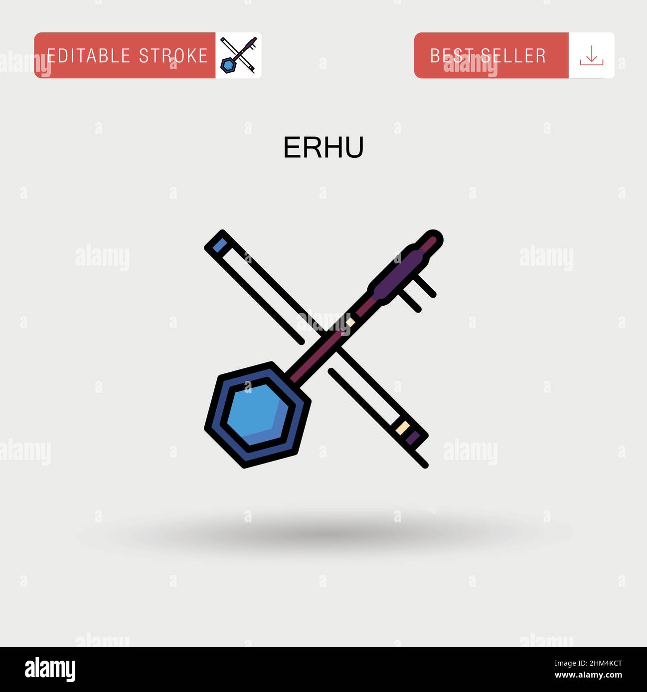 Erhu semplice icona vettoriale. Illustrazione Vettoriale