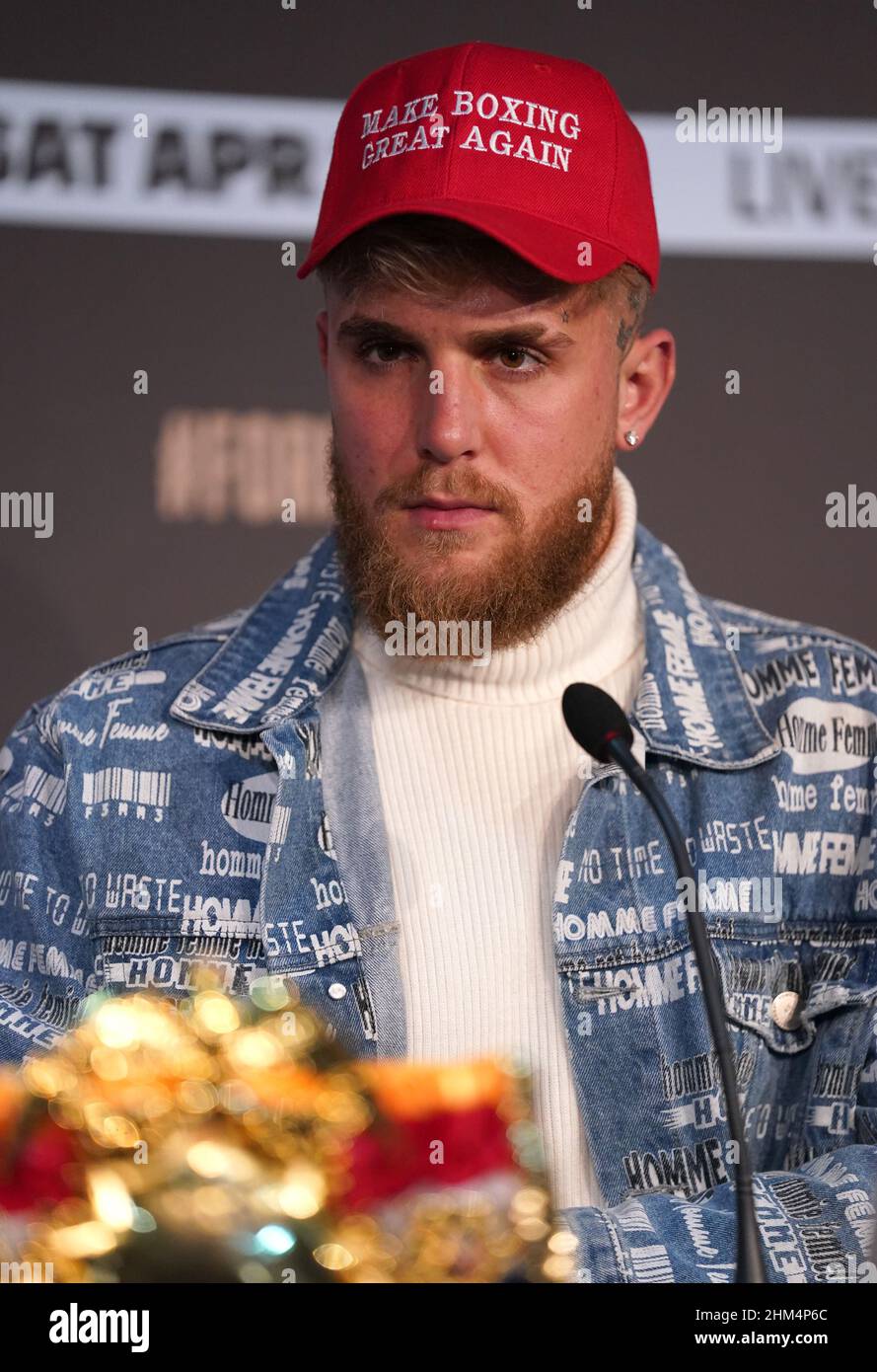 Jake Paul, co-proprietario delle più importanti Promozioni durante una conferenza stampa al Leadenhall Building di Londra. Data foto: Lunedì 7 febbraio 2022. Foto Stock