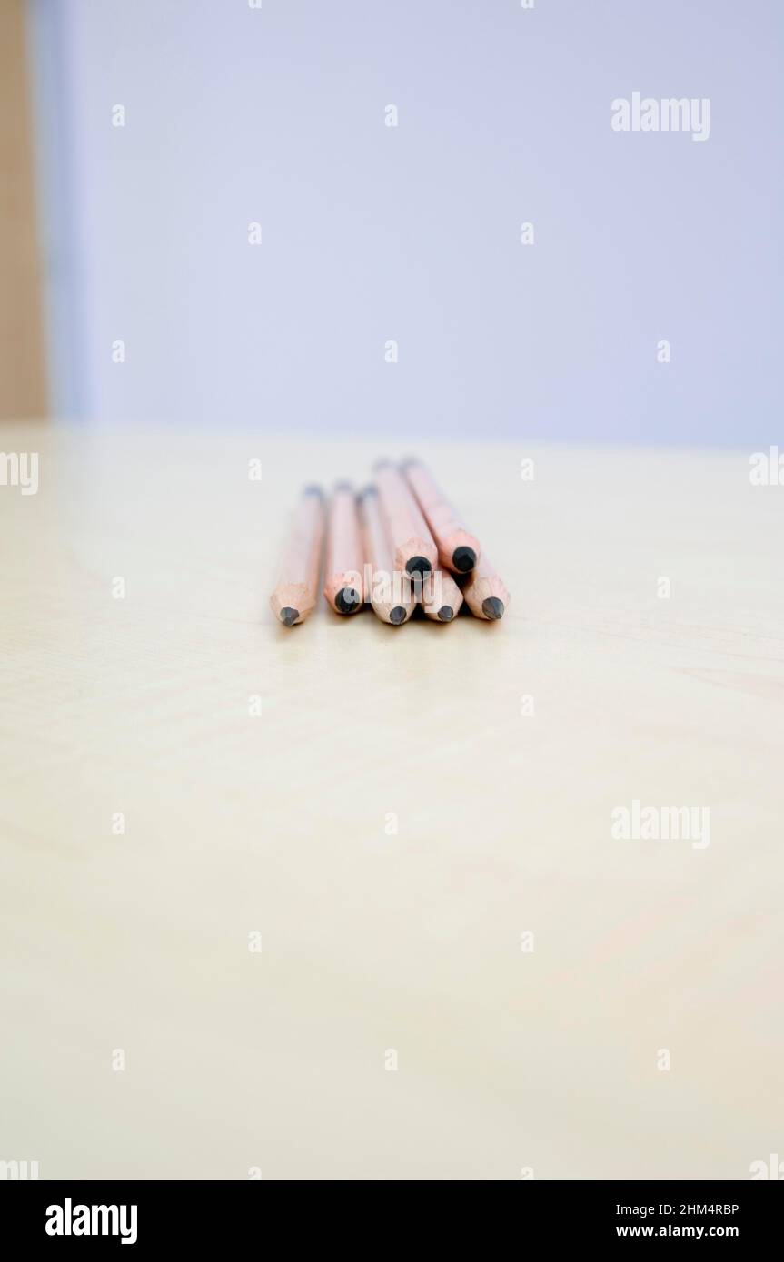 Primo piano di una pila di matite, Credit:Photoshot Creative / Stuart Cox / Avalon Foto Stock
