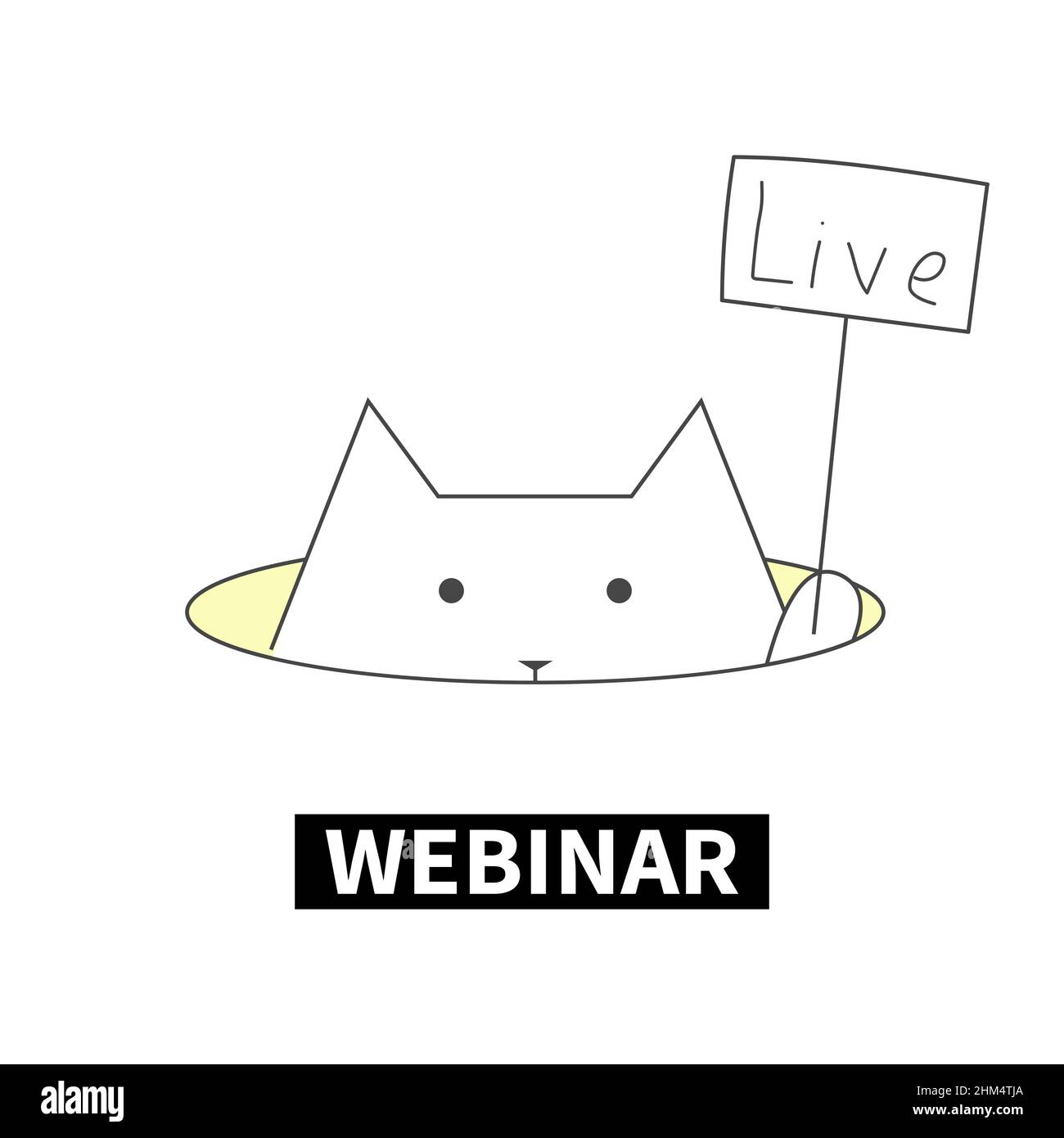 Webinar Cat Live. Icona videoconferenza Internet Illustrazione Vettoriale
