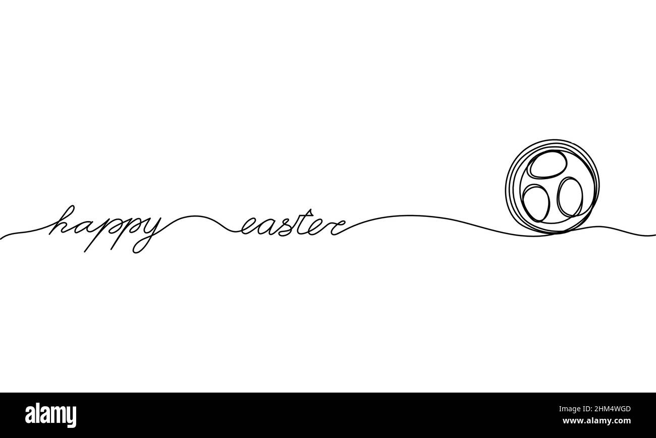 Design del giorno di Pasqua. Buona Pasqua. a linea singola continua Illustrazione vettoriale per poster, biglietti, striscioni e altro. Illustrazione Vettoriale