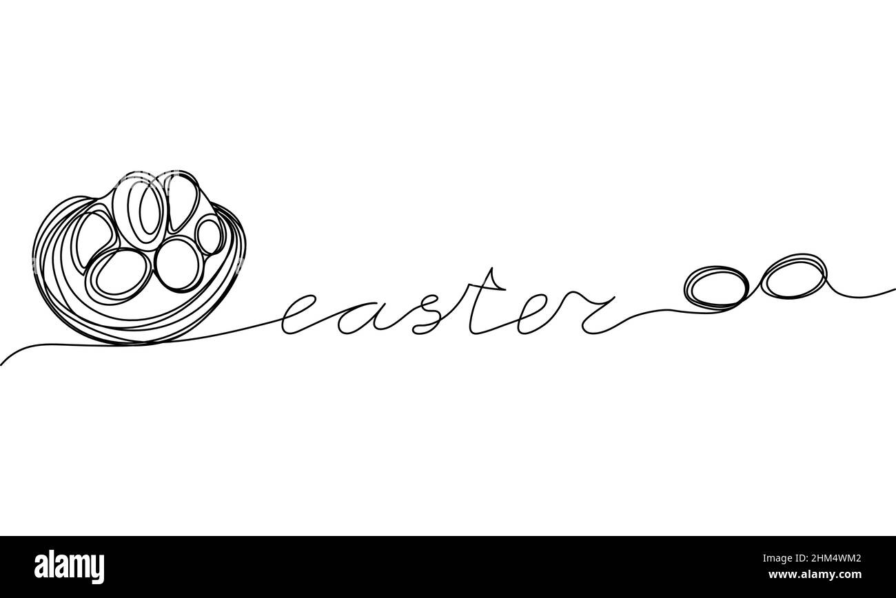 Design del giorno di Pasqua. Pasqua continua su una linea. Illustrazione vettoriale per poster, biglietti, striscioni e altro. Illustrazione Vettoriale