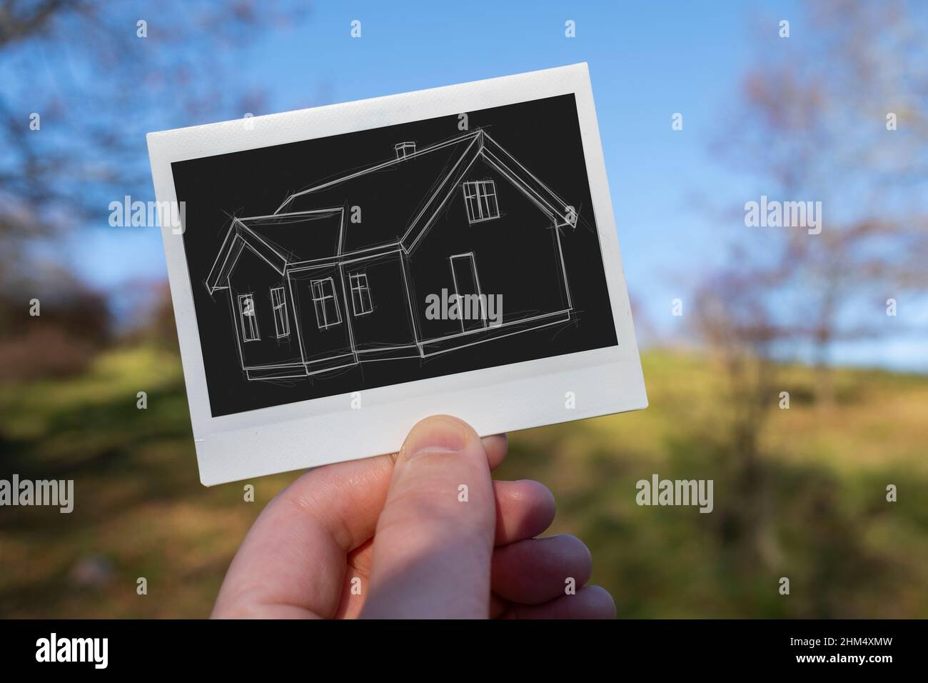 Disegno di casa di tenuta a mano Foto Stock