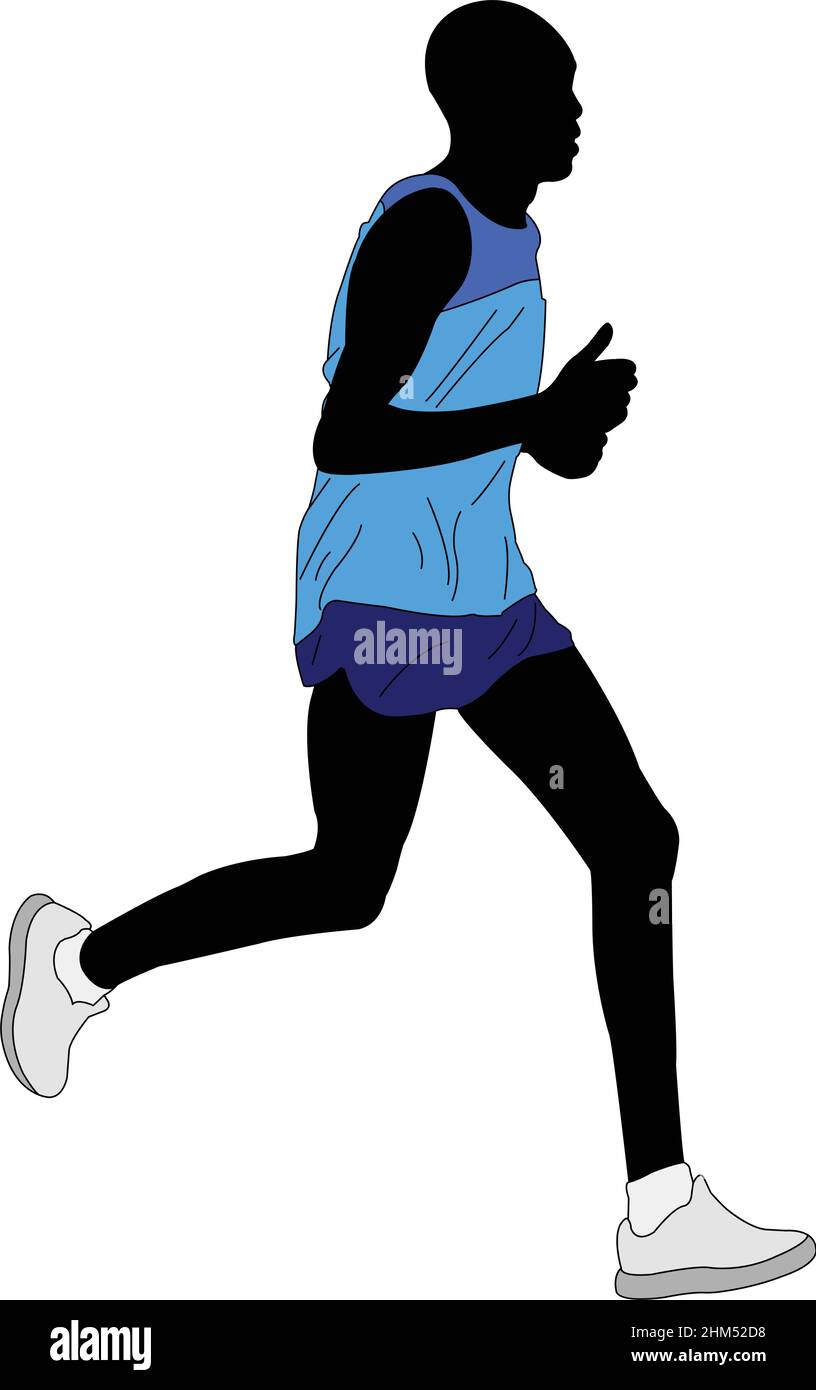 maratona runner in abbigliamento sportivo a colori - illustrazione vettoriale Illustrazione Vettoriale