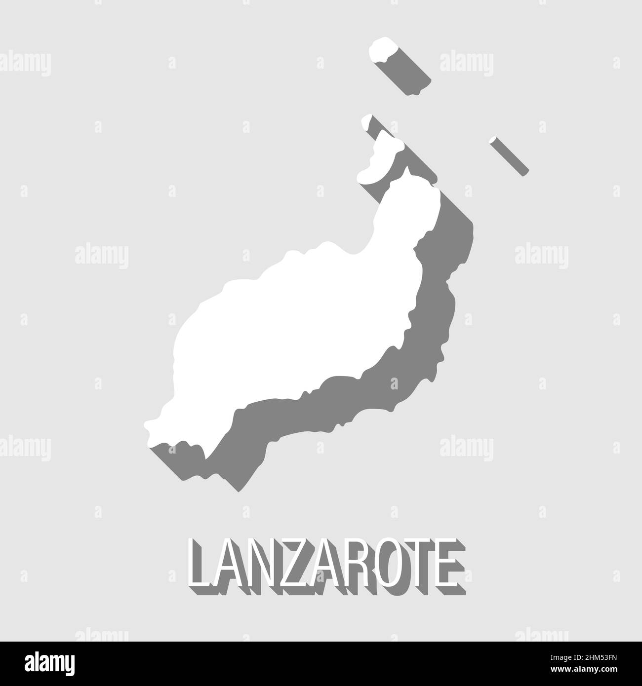 Riassunto Lanzarote, Isole Canarie contorno forma isolato su sfondo blu, illustrazione vettoriale Illustrazione Vettoriale