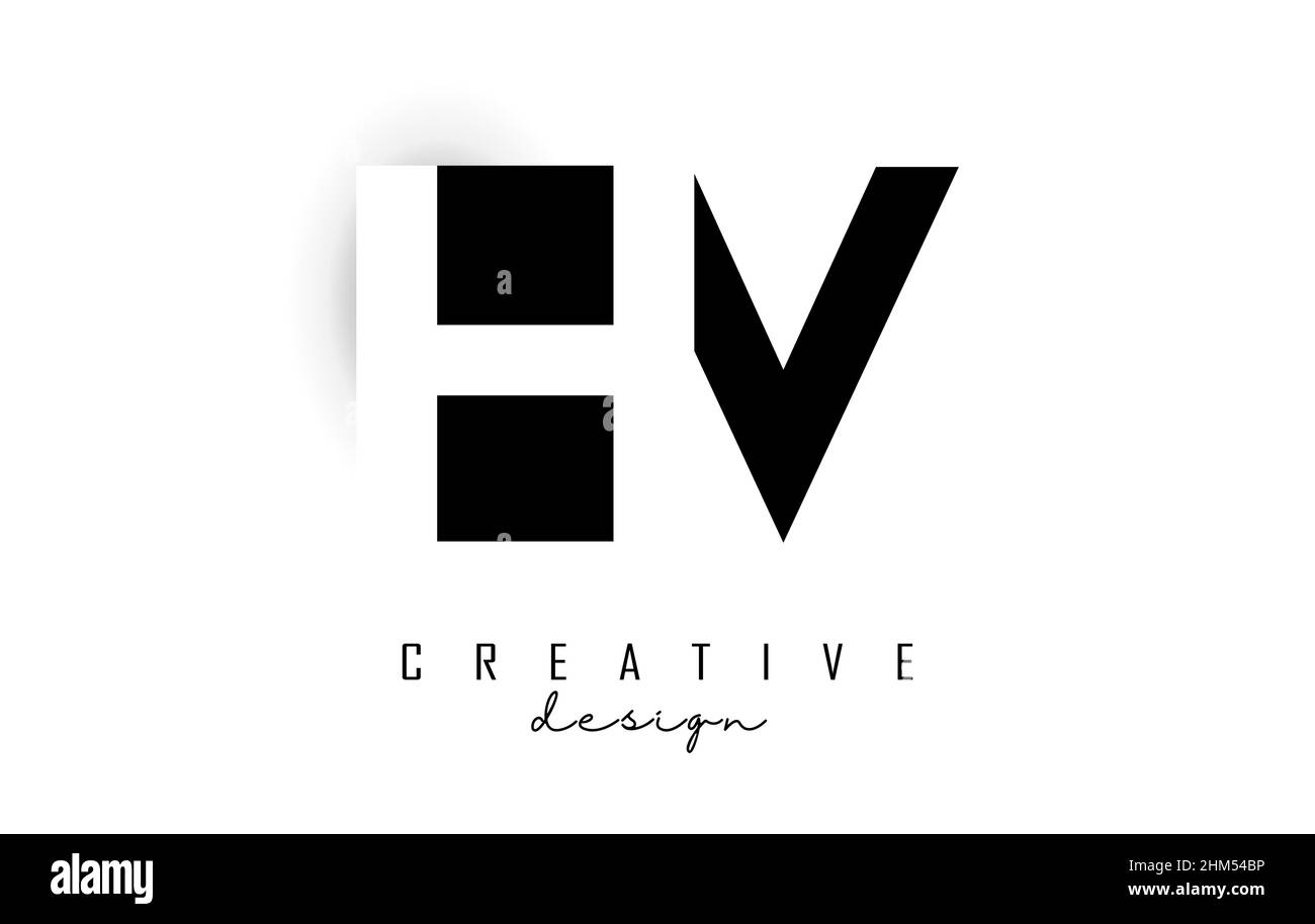 Logo HV Letters con design dello spazio negativo. Illustrazione vettoriale con tipografia geometrica. Icona creativa con lettere. Illustrazione Vettoriale