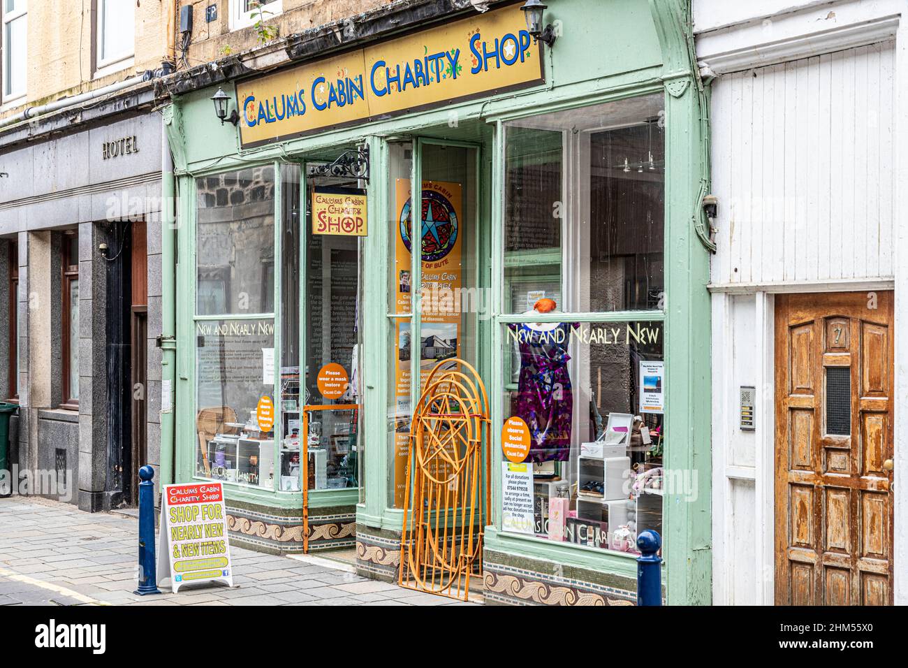 Calums Cabin Charity Shop a Rothesay sull'isola di Bute, Argyll & Bute, Scozia Regno Unito Foto Stock