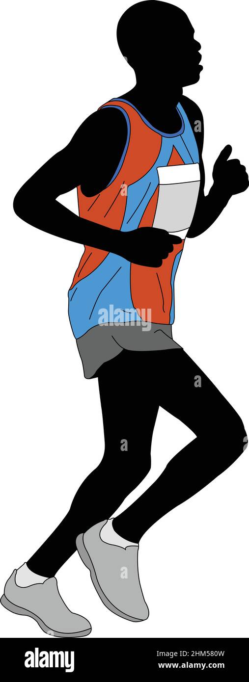 maratona runner in abbigliamento sportivo a colori - illustrazione vettoriale Illustrazione Vettoriale