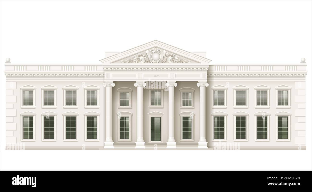 La facciata classica di un edificio pubblico Illustrazione Vettoriale