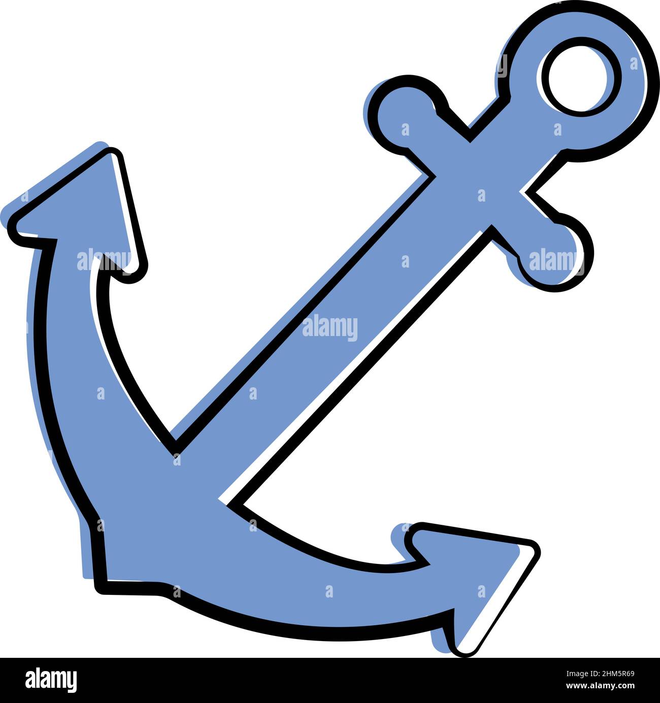 simbolo di ancoraggio disegnato a mano isolato su sfondo bianco, illustrazione vettoriale Illustrazione Vettoriale