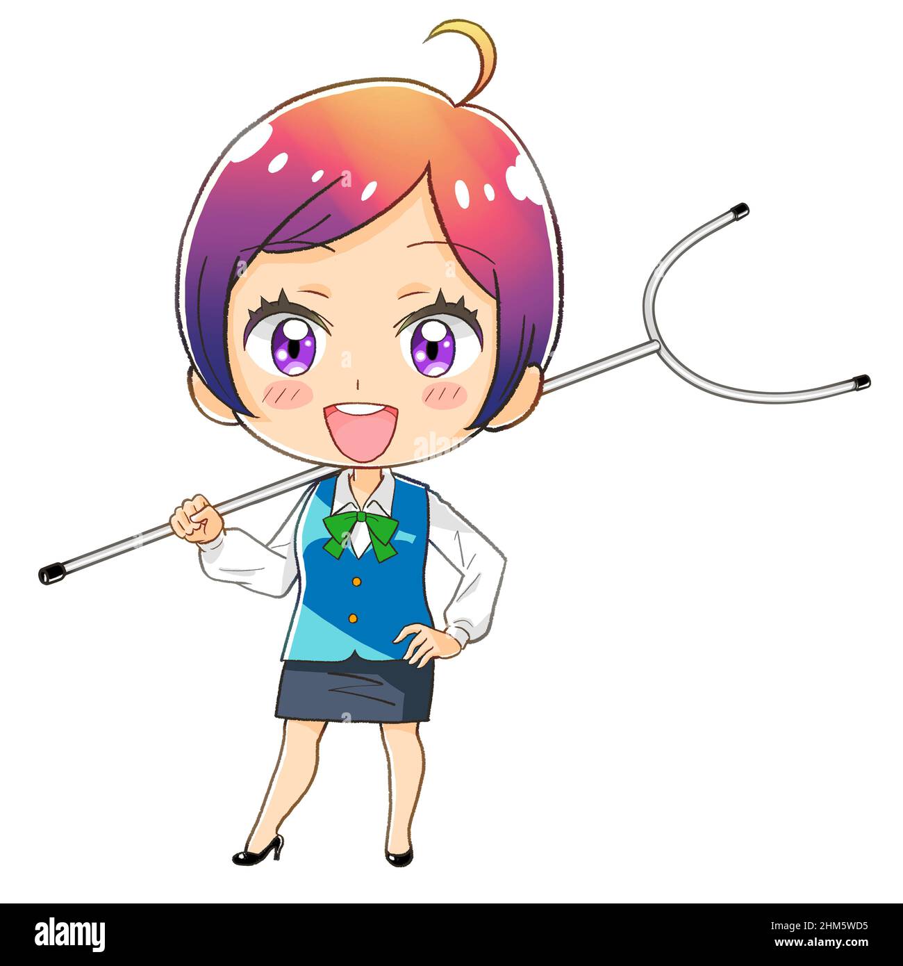 manga kawaii chibi femmina banker illustrazione ( autodifesa formazione di Sasumata ) Foto Stock
