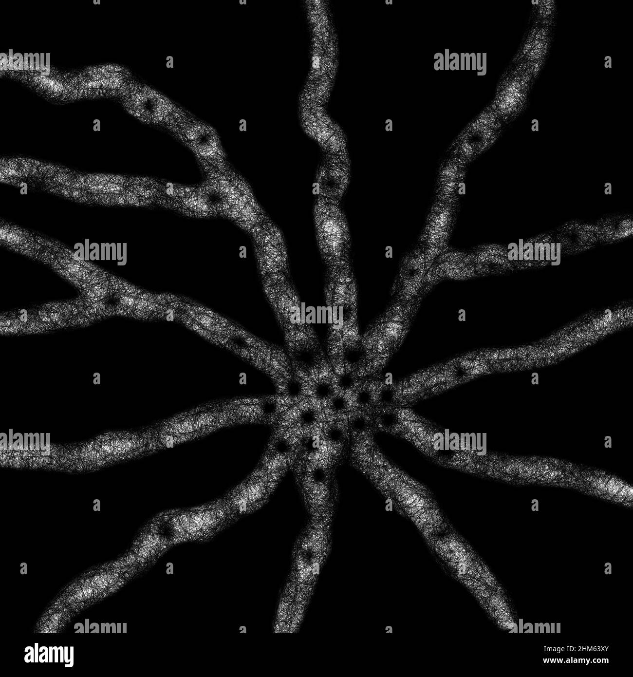Neurone, radice vegetale, antichi orrori cosmici trascendentali, immagine astratta. Foto Stock