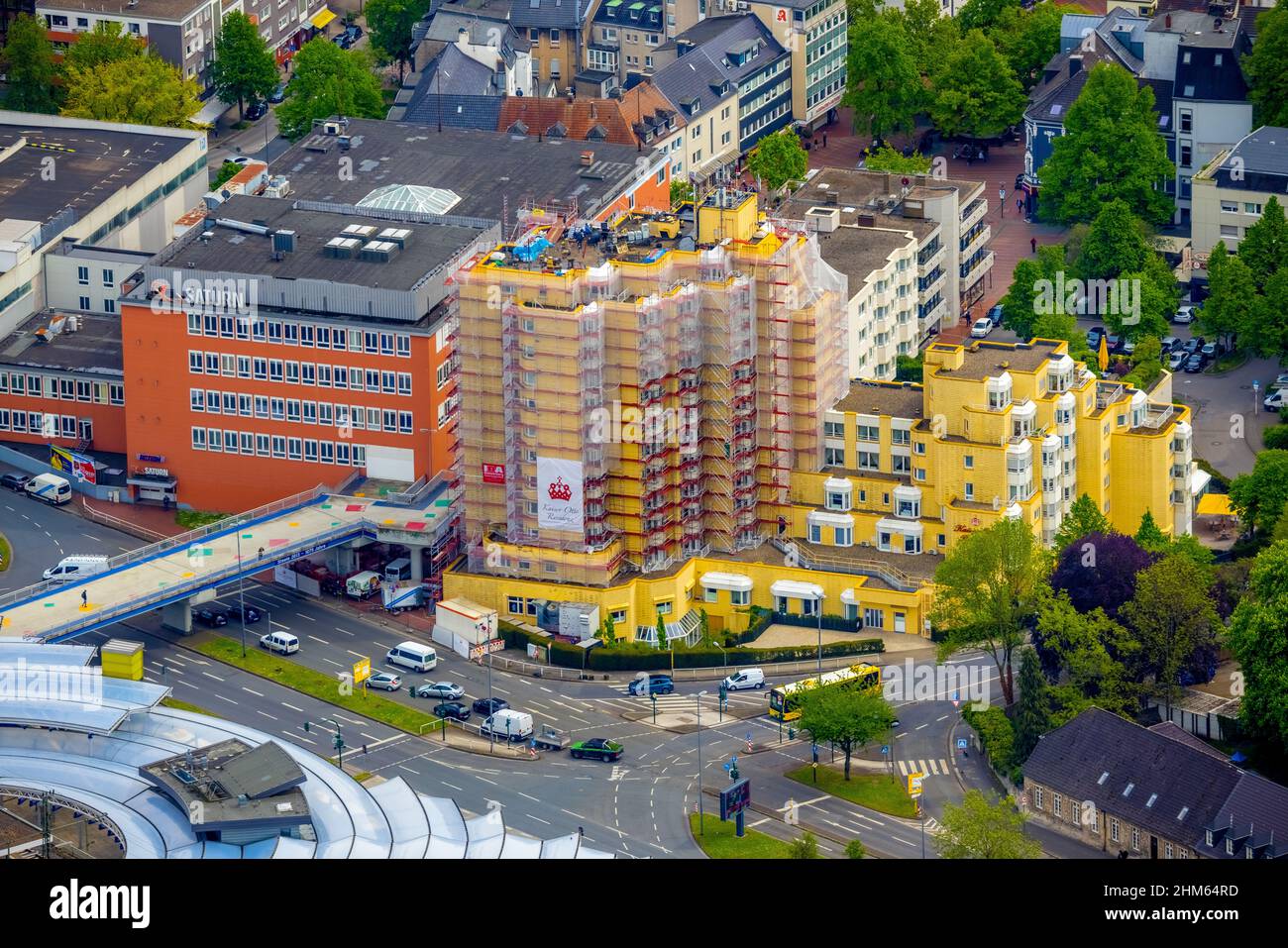 Vista aerea, cantiere Kaiser-otto-Residenz Essen, Essen-Steele, Essen, zona della Ruhr, Renania settentrionale-Vestfalia, Germania, casa di riposo, pensionamento Foto Stock