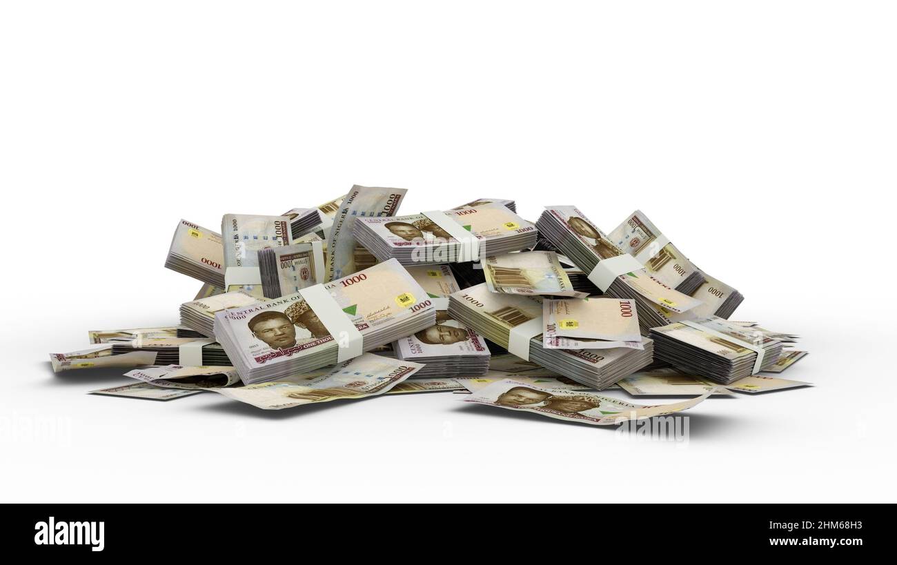 Stack 3D di 1000 note nigeriane Naira Foto Stock