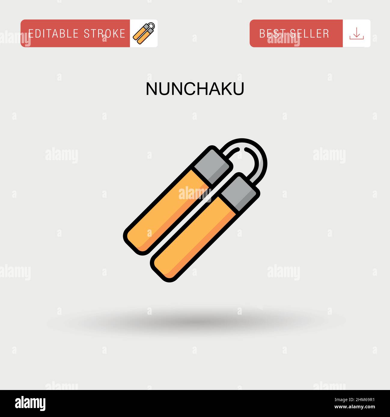 Nunchaku semplice vettore icona. Illustrazione Vettoriale