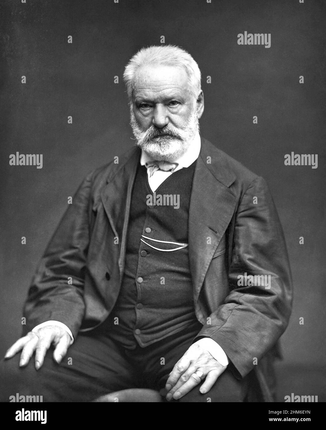 Ritratto dello scrittore francese Victor Hugo, autore di Les Misèrables, dal 1876 quando aveva 74 anni Foto Stock
