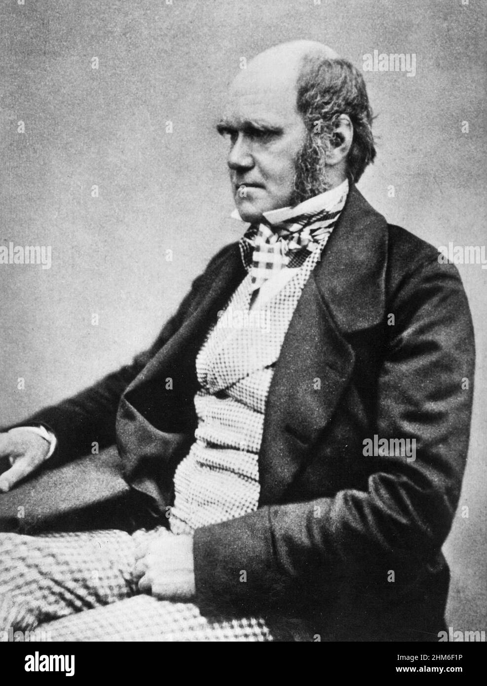 Ritratto dello scrittore inglese e fondatore della teoria della selezione baturale, Charles Darwin dal 1854 circa quando aveva 45 anni. Foto Stock