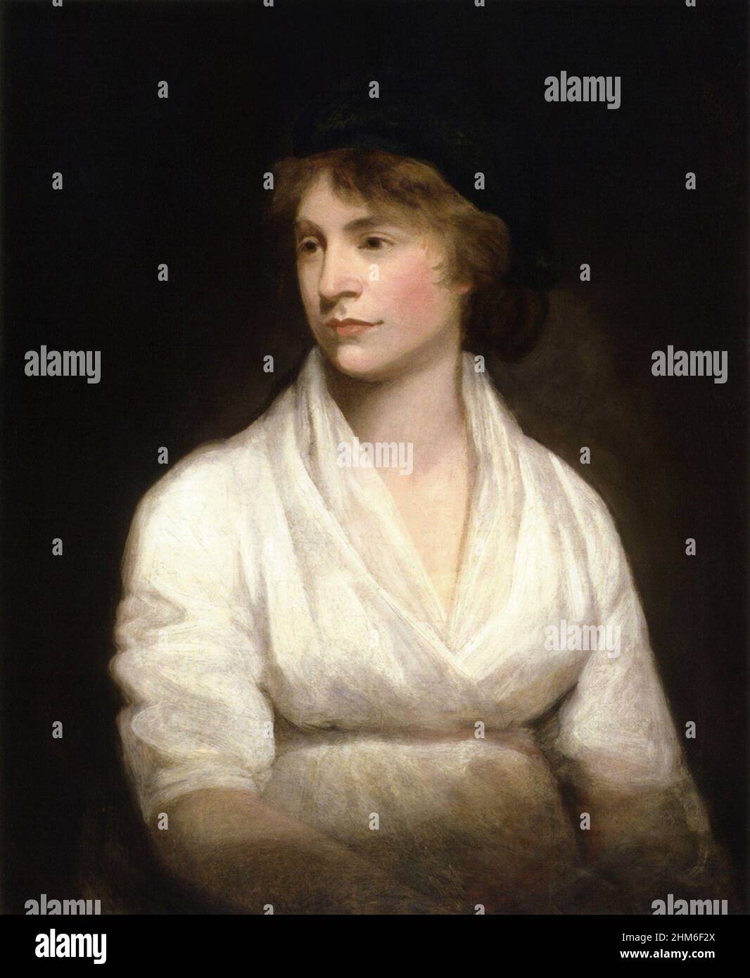 Un ritratto della scrittrice inglese Mary Wollstonecraft che era la madre di Mary Shelley, autore di Frankenstein. Il ritratto è del 1791 quando aveva 32 anni. Ritratto dal 1797 quando aveva 38 anni. Foto Stock