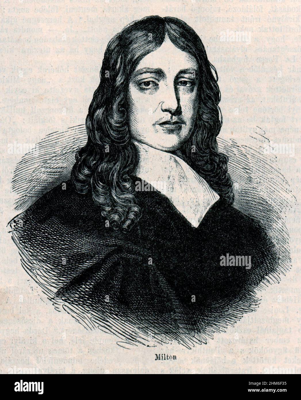 Ritratto del poeta inglese John Milton Foto Stock