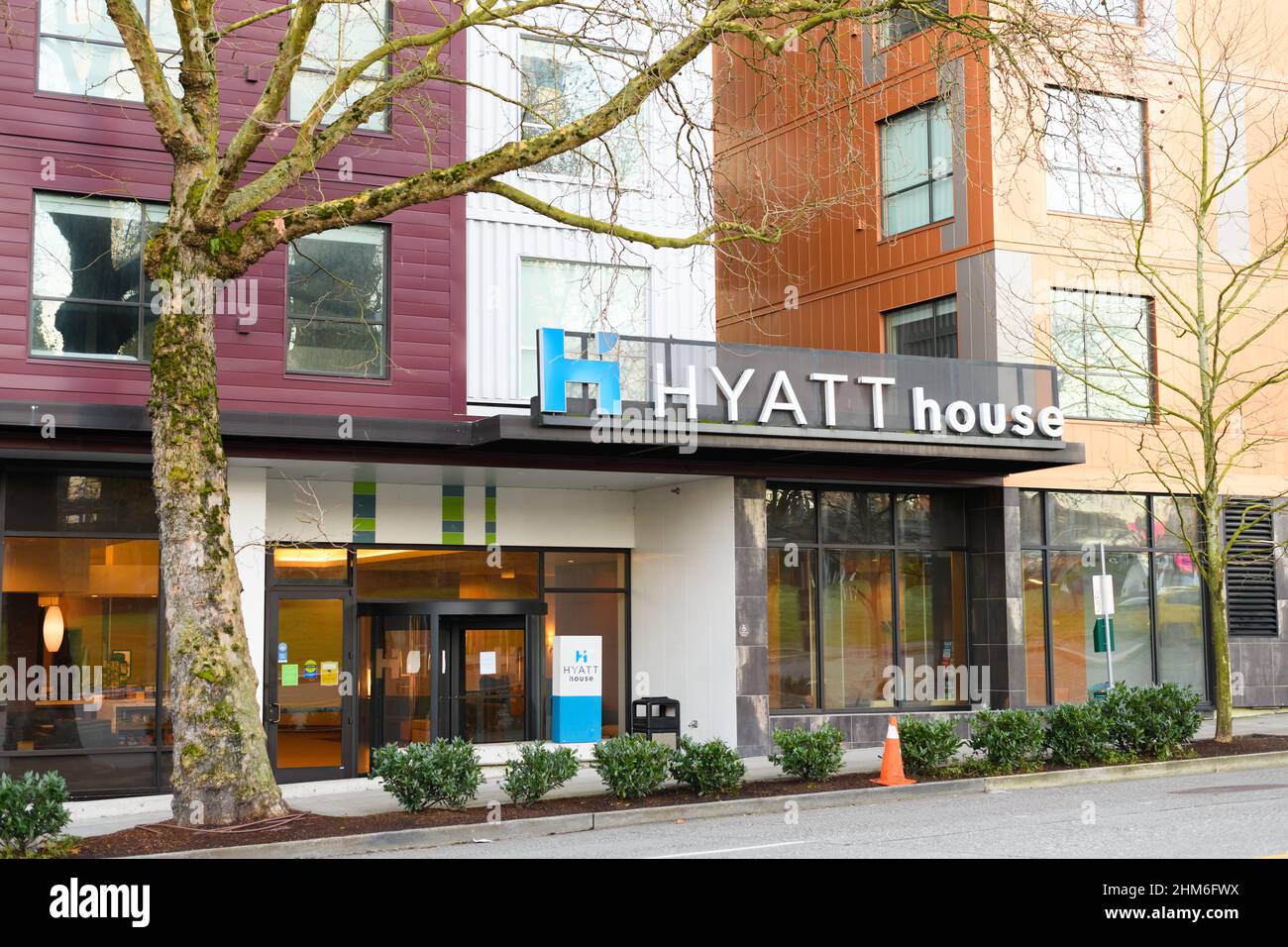 Seattle - 06 febbraio 2022; Hyatt House Hotel nel centro di Seattle che mostra il logo e il nome della proprietà per soggiorni prolungati Foto Stock