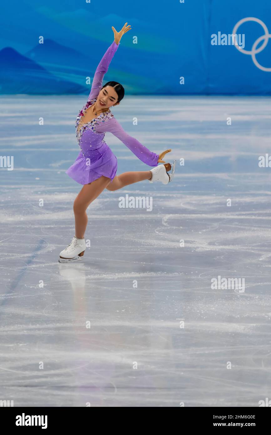 Pechino, Hebei, Cina. 7th Feb 2022. Karen CHEN (USA) compete al Capital Indoor Stadium durante le Olimpiadi invernali di Pechino 2022 a Pechino, Hebei, Cina (Credit Image: © Walter G. Arce Sr./ZUMA Press Wire) Credit: ZUMA Press, Inc./Alamy Live News Foto Stock