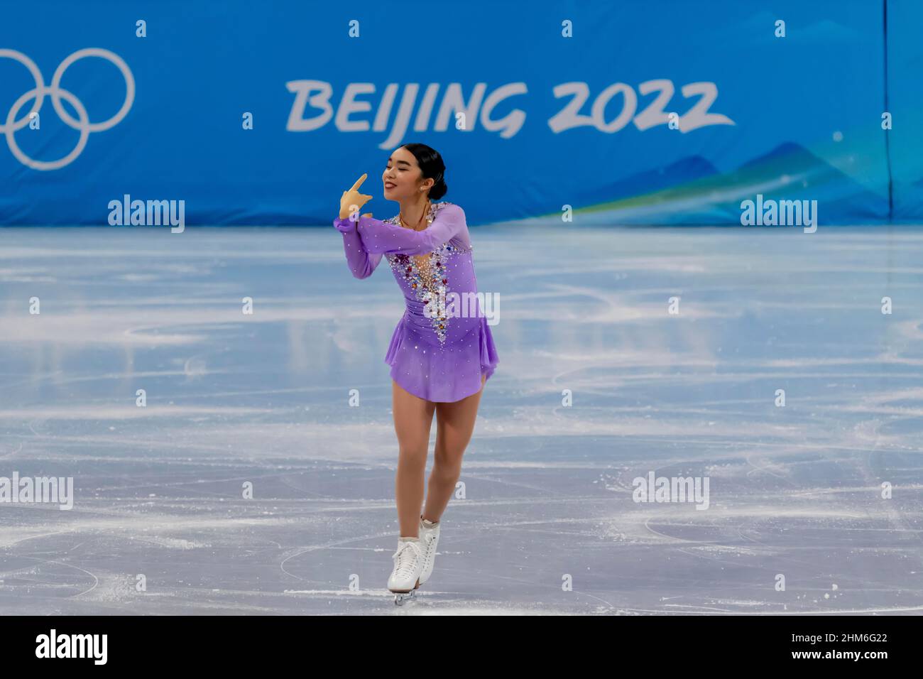 Pechino, Hebei, Cina. 7th Feb 2022. Karen CHEN (USA) compete al Capital Indoor Stadium durante le Olimpiadi invernali di Pechino 2022 a Pechino, Hebei, Cina (Credit Image: © Walter G. Arce Sr./ZUMA Press Wire) Credit: ZUMA Press, Inc./Alamy Live News Foto Stock