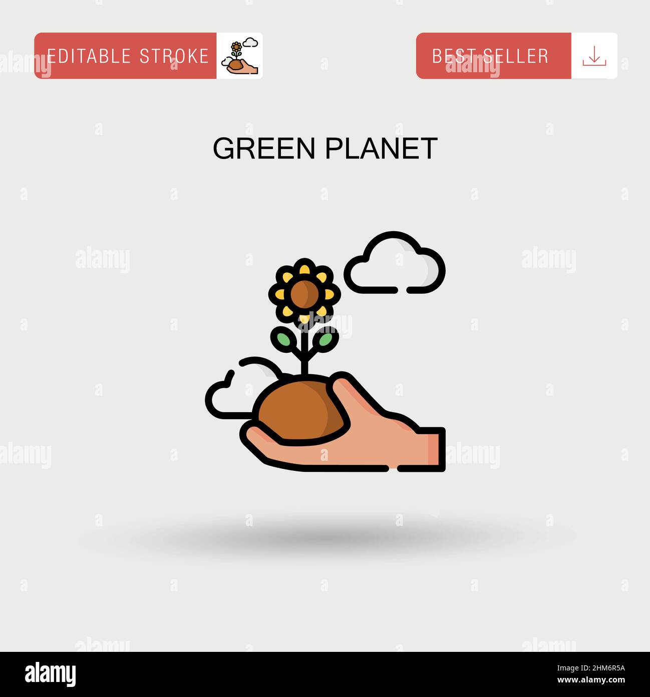 Icona vettoriale semplice pianeta verde. Illustrazione Vettoriale
