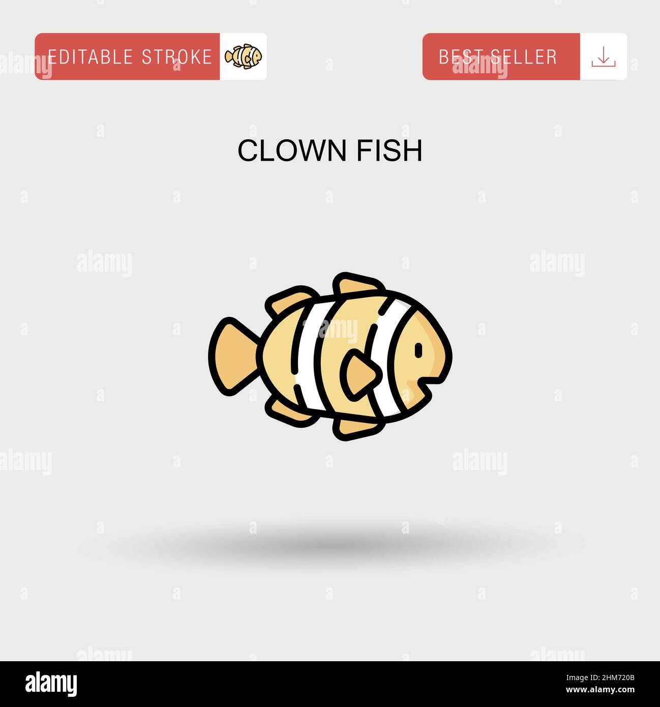 Clown pesce semplice icona vettoriale. Illustrazione Vettoriale